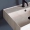 Beige Travertine Design Ceramic Wall Mounted Double Sink With Black Towel Bar